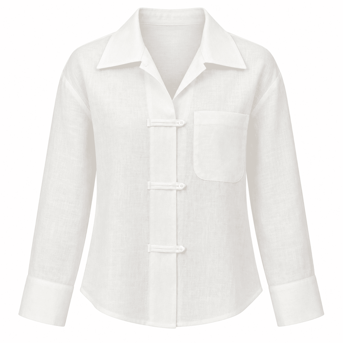 Cherine Linen Shirt with Pockets - White