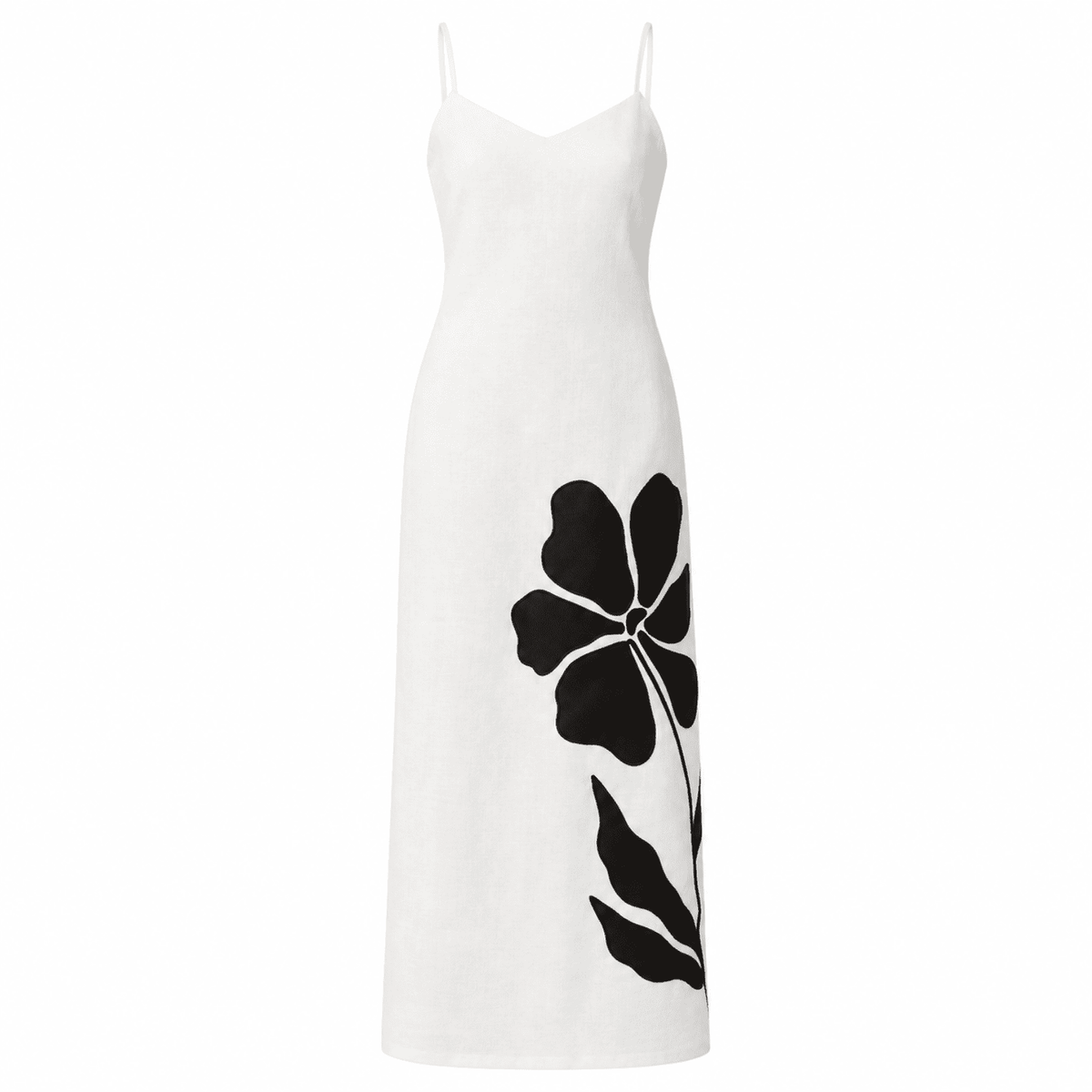 Cannon Spaghetti Strap Linen Midi Dress - White