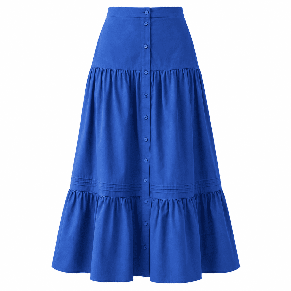 Havenly Buttoned High Waist Midi Skirt - Navy Blue