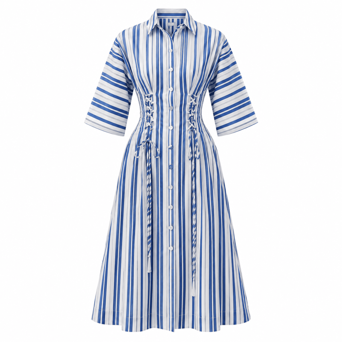 Deryll Tie Detail Regular Midi Dress - SAX