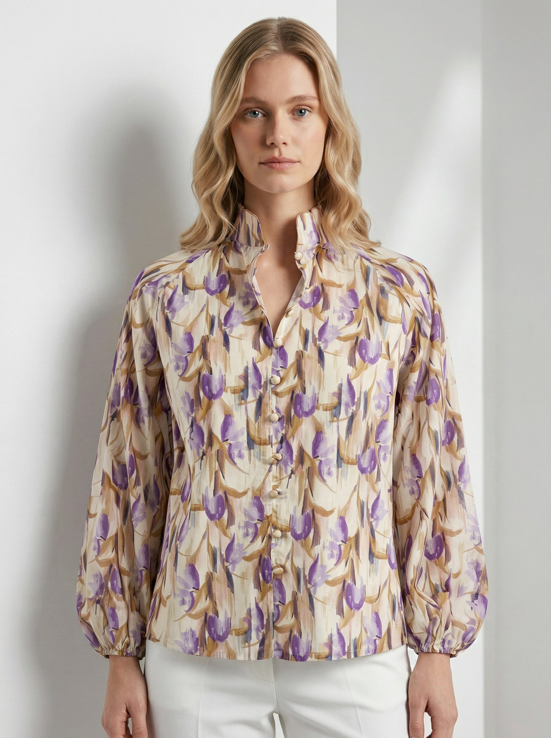 Yesenia High Neck Shirt - MULTI COLOR