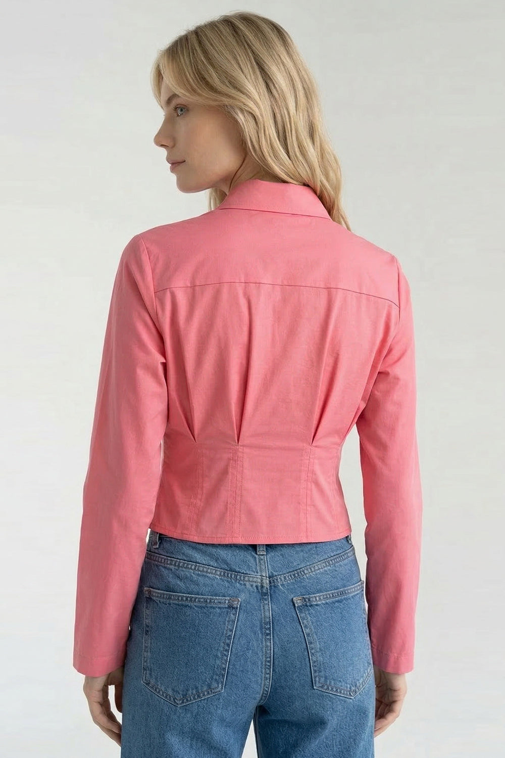 Long Sleeve Crop Shirt - PINK