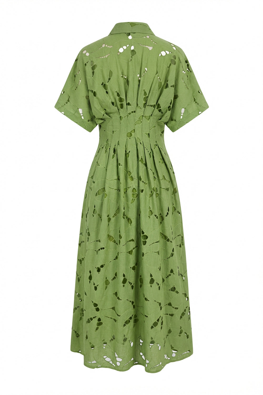 Short Sleeve Midi Shirt Dress - WHITE