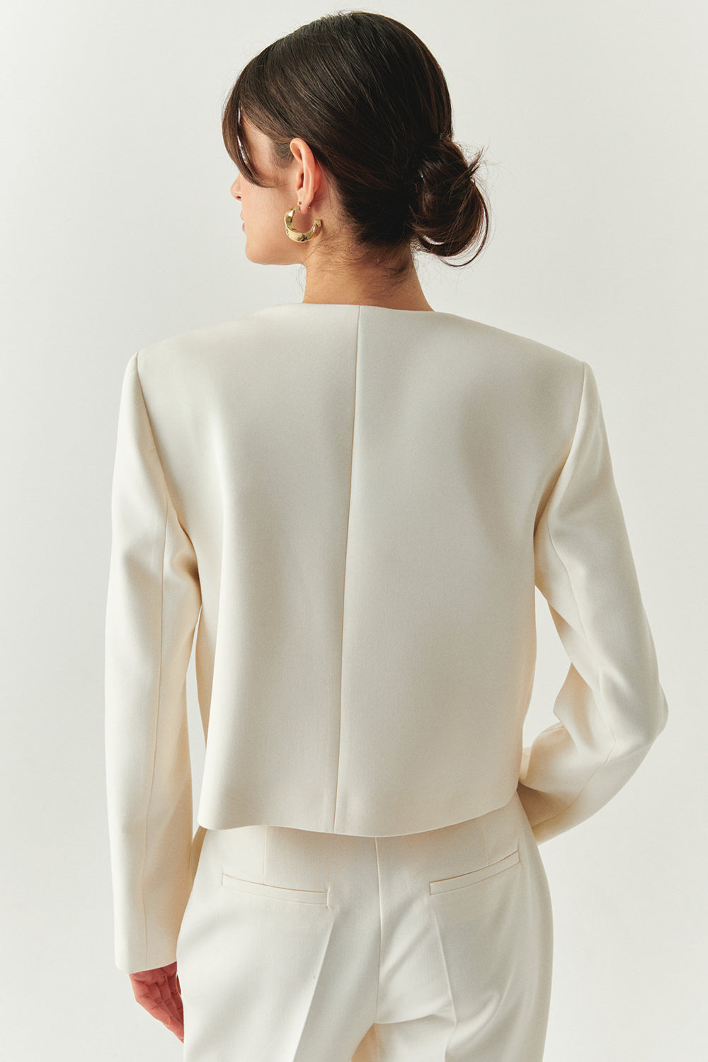 Marceline Tailored Crew Neck Jacket with Pockets