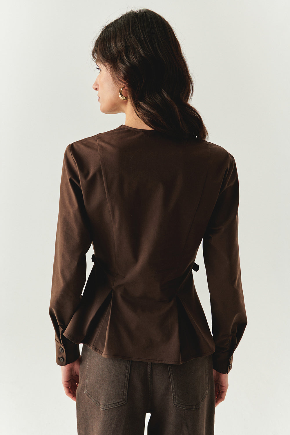 Ashlynn Belted-Lapel Blouse