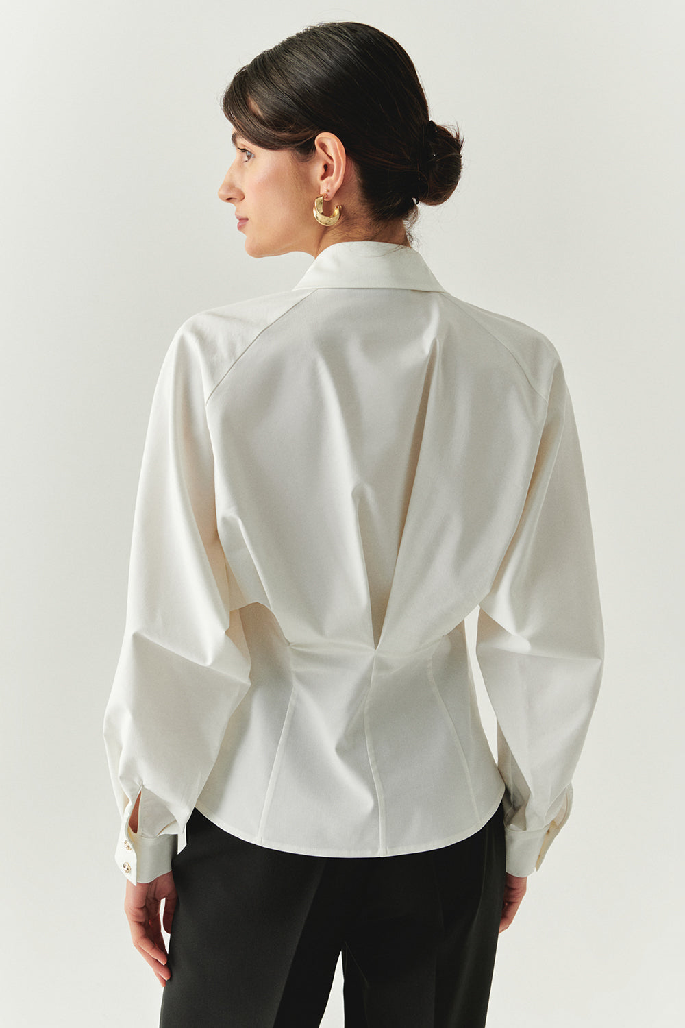 Gold Buttoned Long Raglan Sleeve Regular Bone Shirt Bone