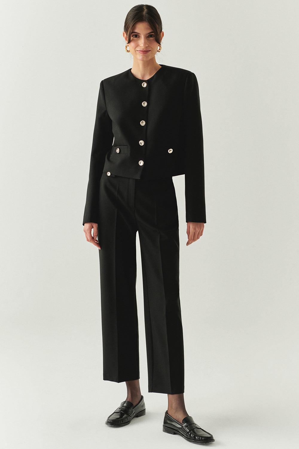 tailored black dress pants Black Heavy Fresco Dress Pant