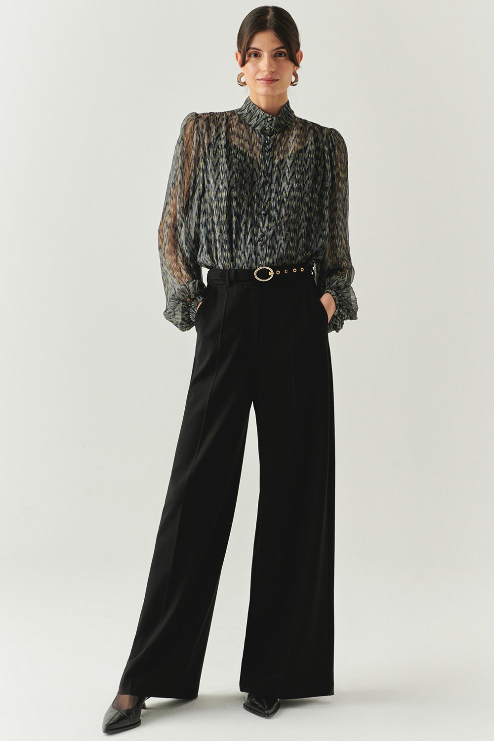 Nala Black Wide-Leg Pocketed Pants