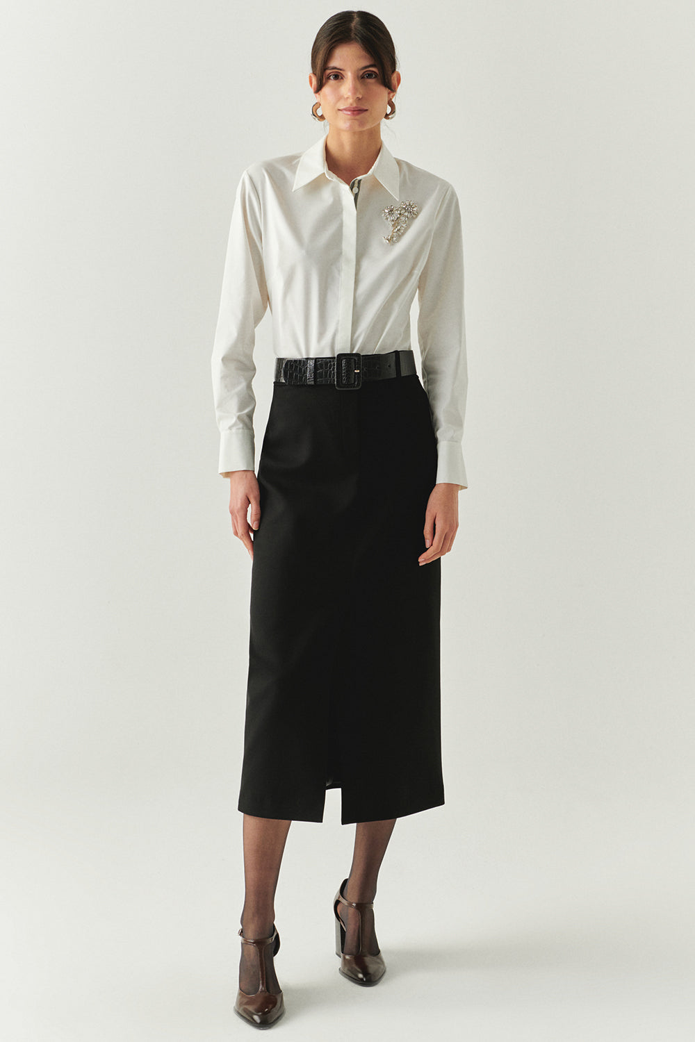 Arlette Belted Pocketed Skirt