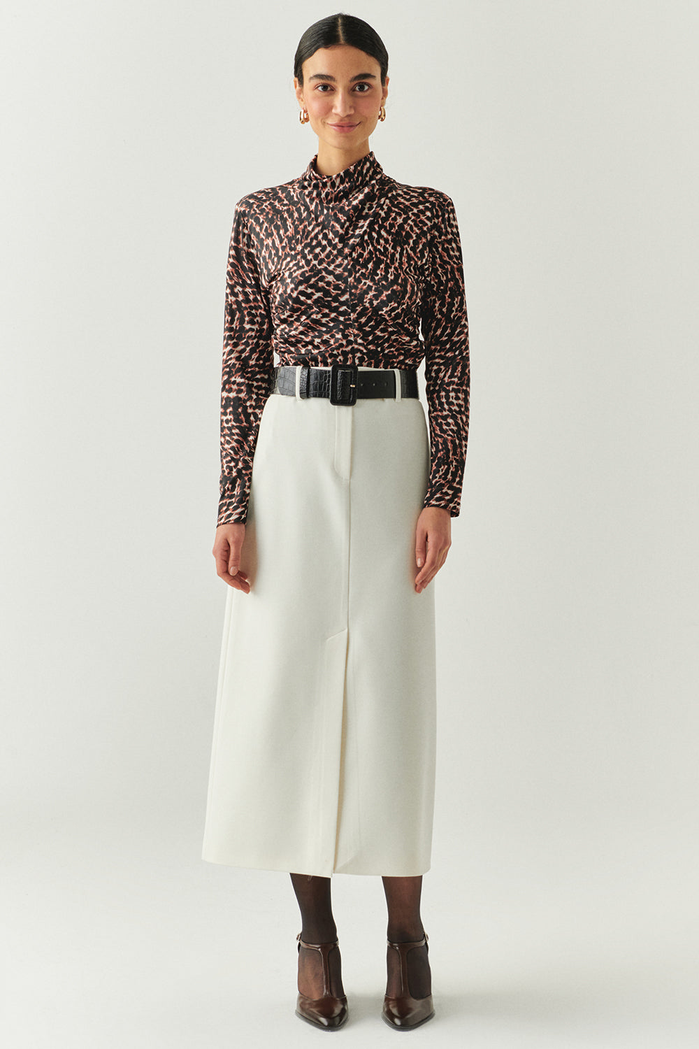 Arlette Belted Pocketed Skirt