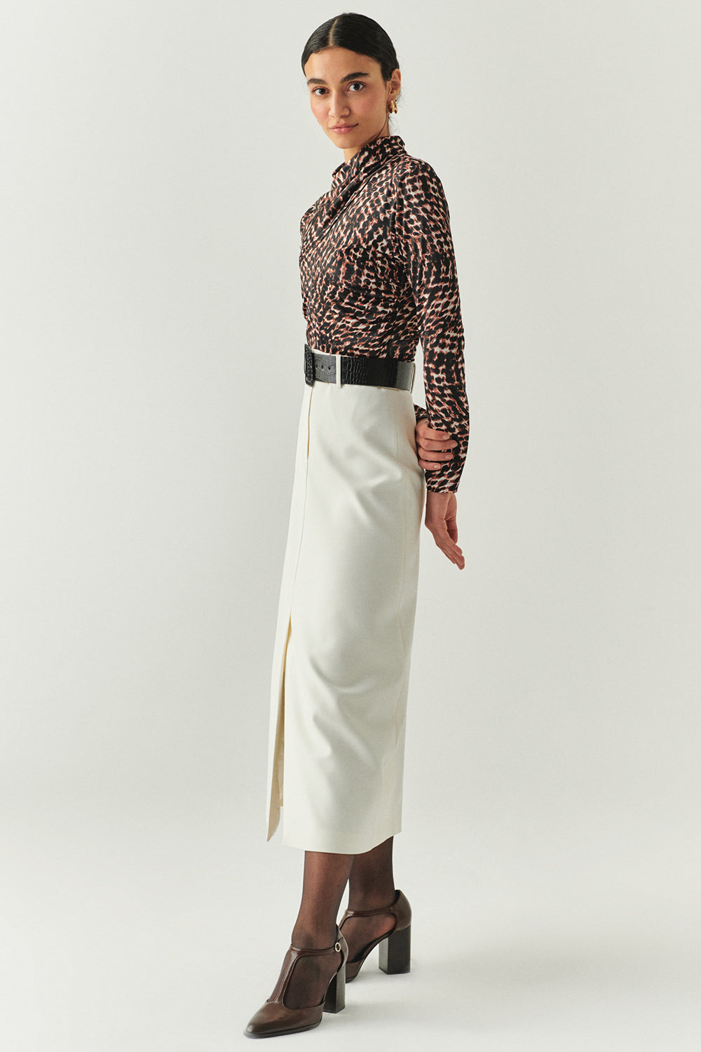 Arlette Belted Pocketed Skirt