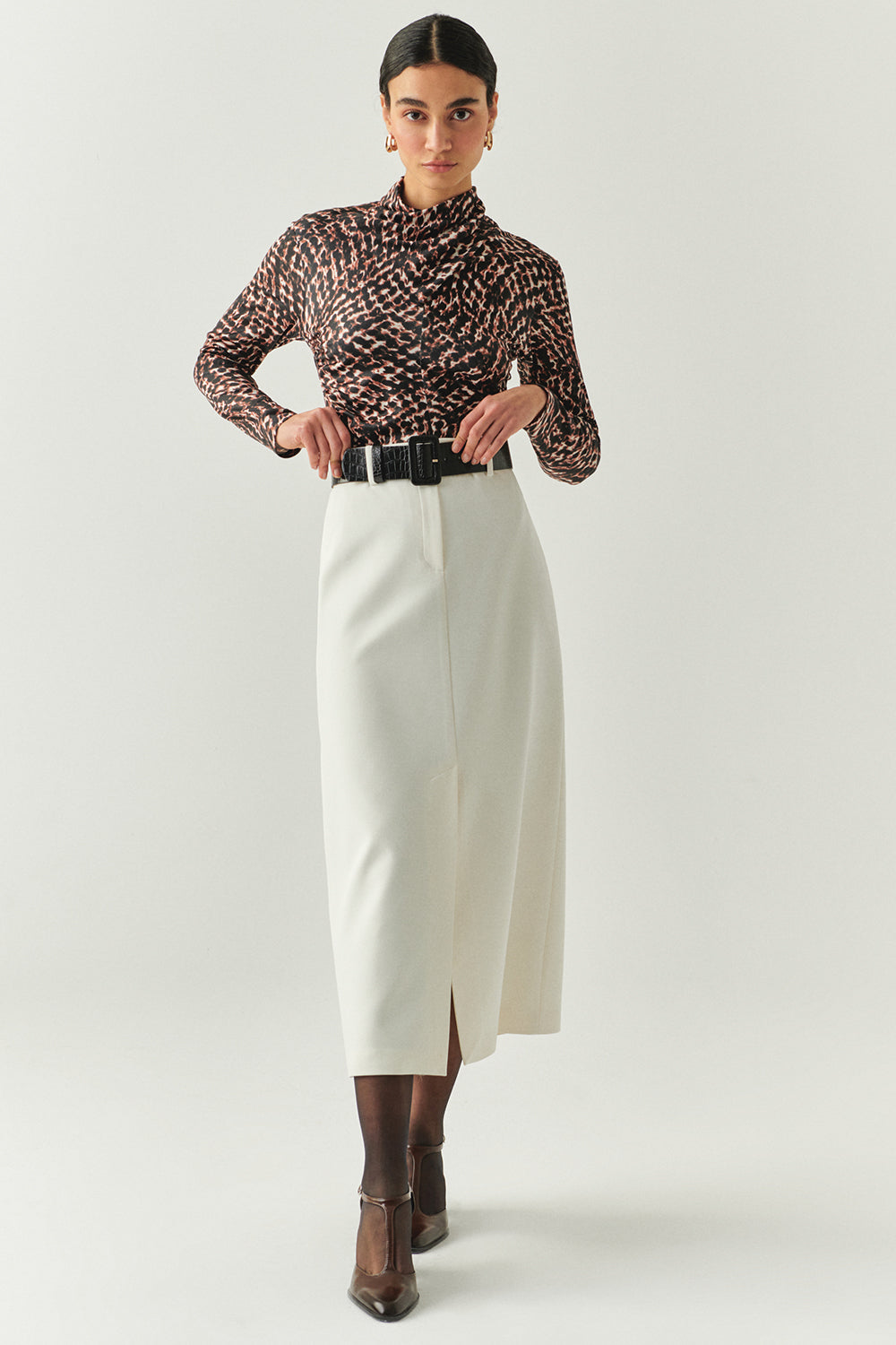 Arlette Belted Pocketed Skirt