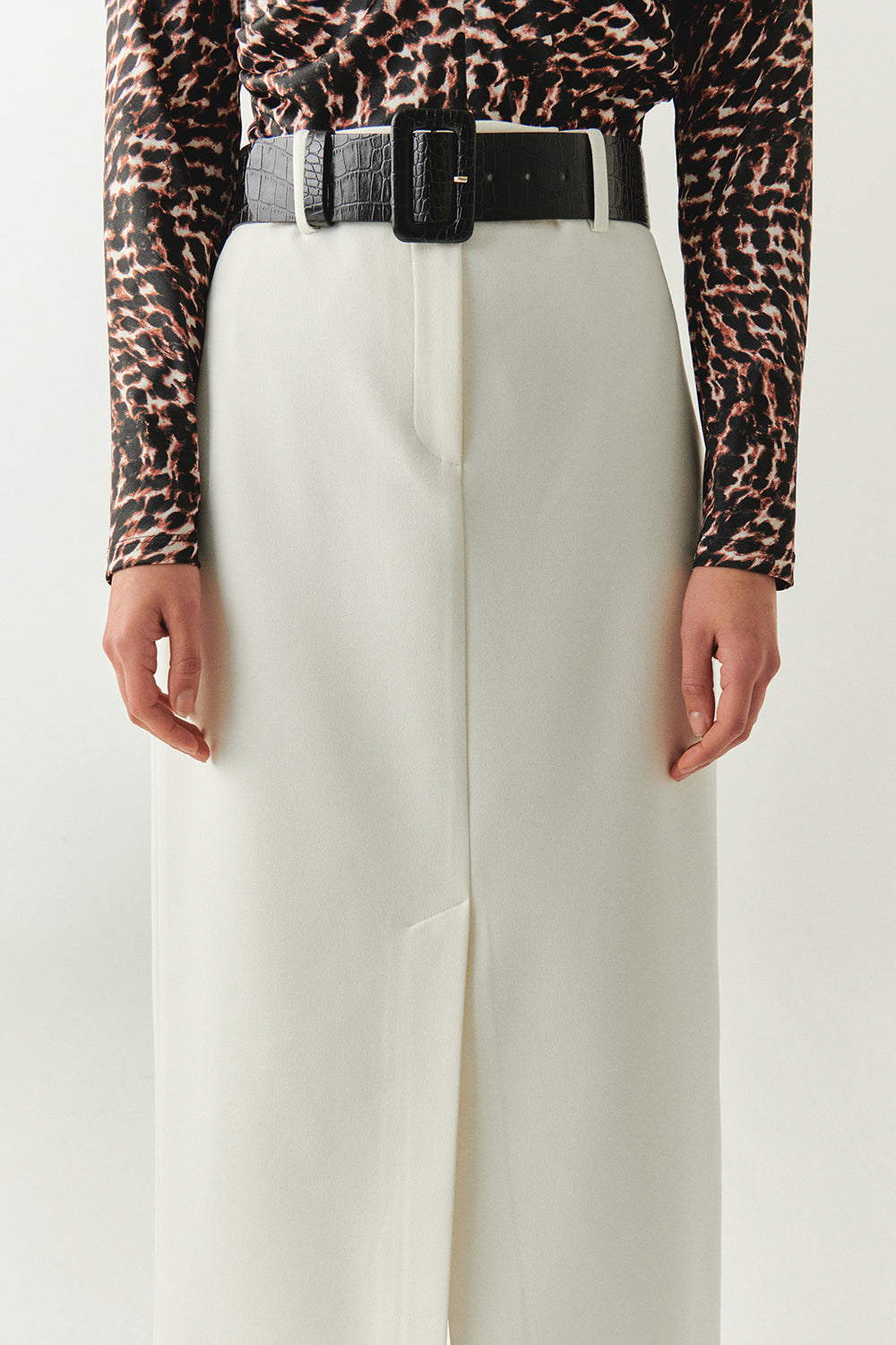 Arlette Belted Pocketed Skirt