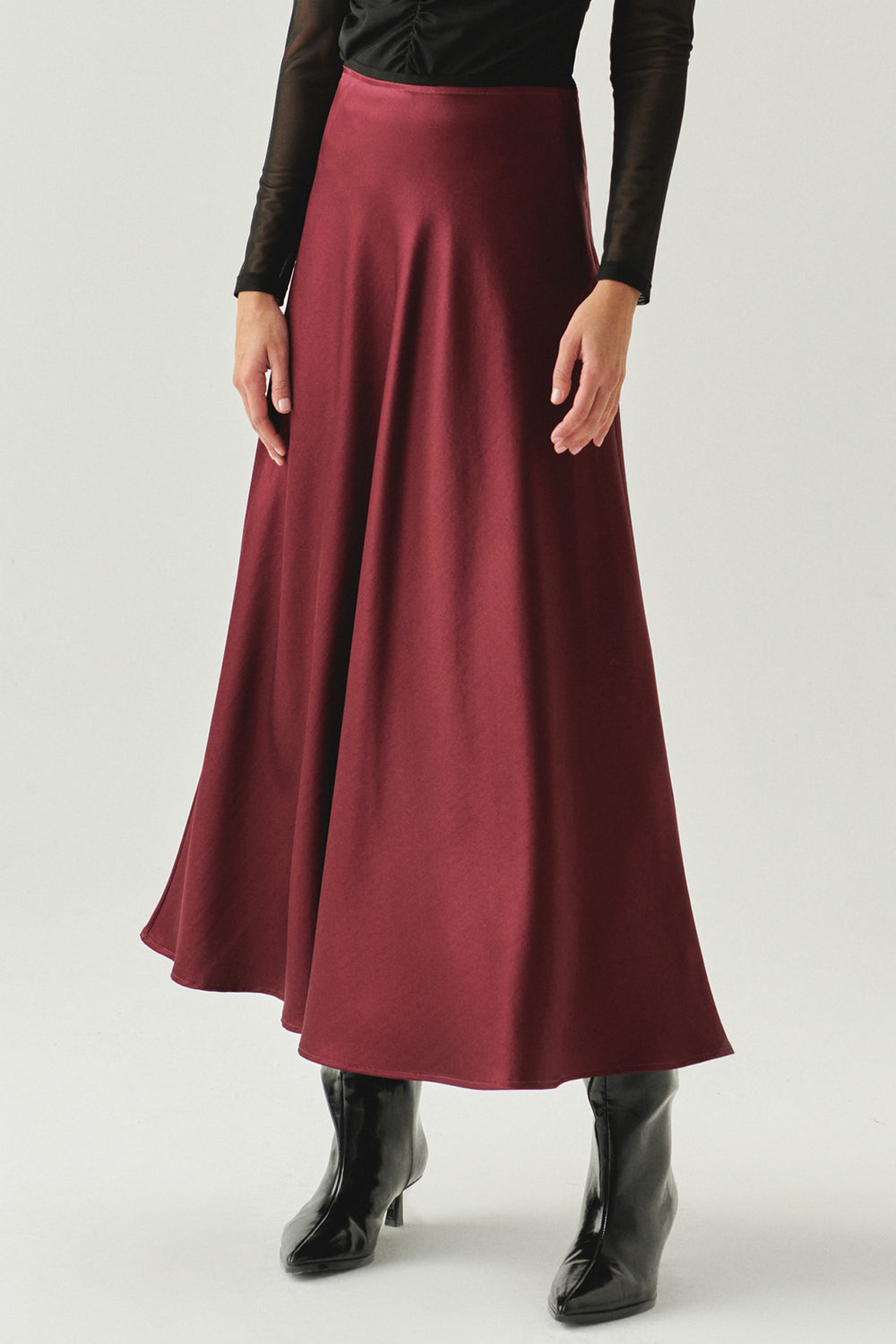 Justice Black A-Line Midi Skirt