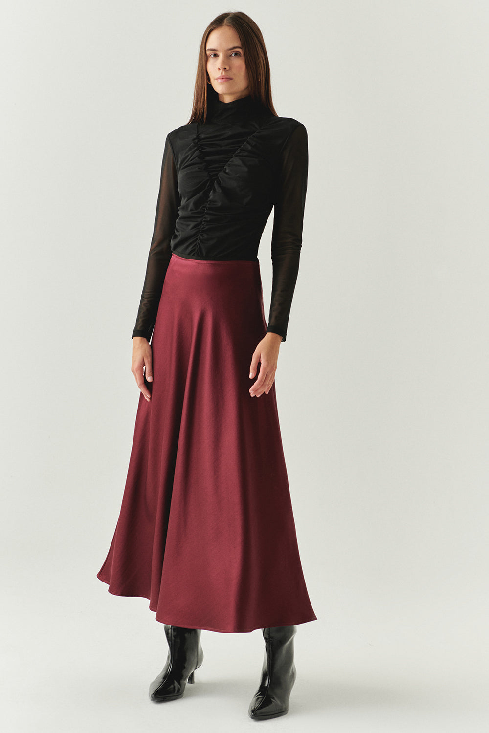 Justice Black A-Line Midi Skirt