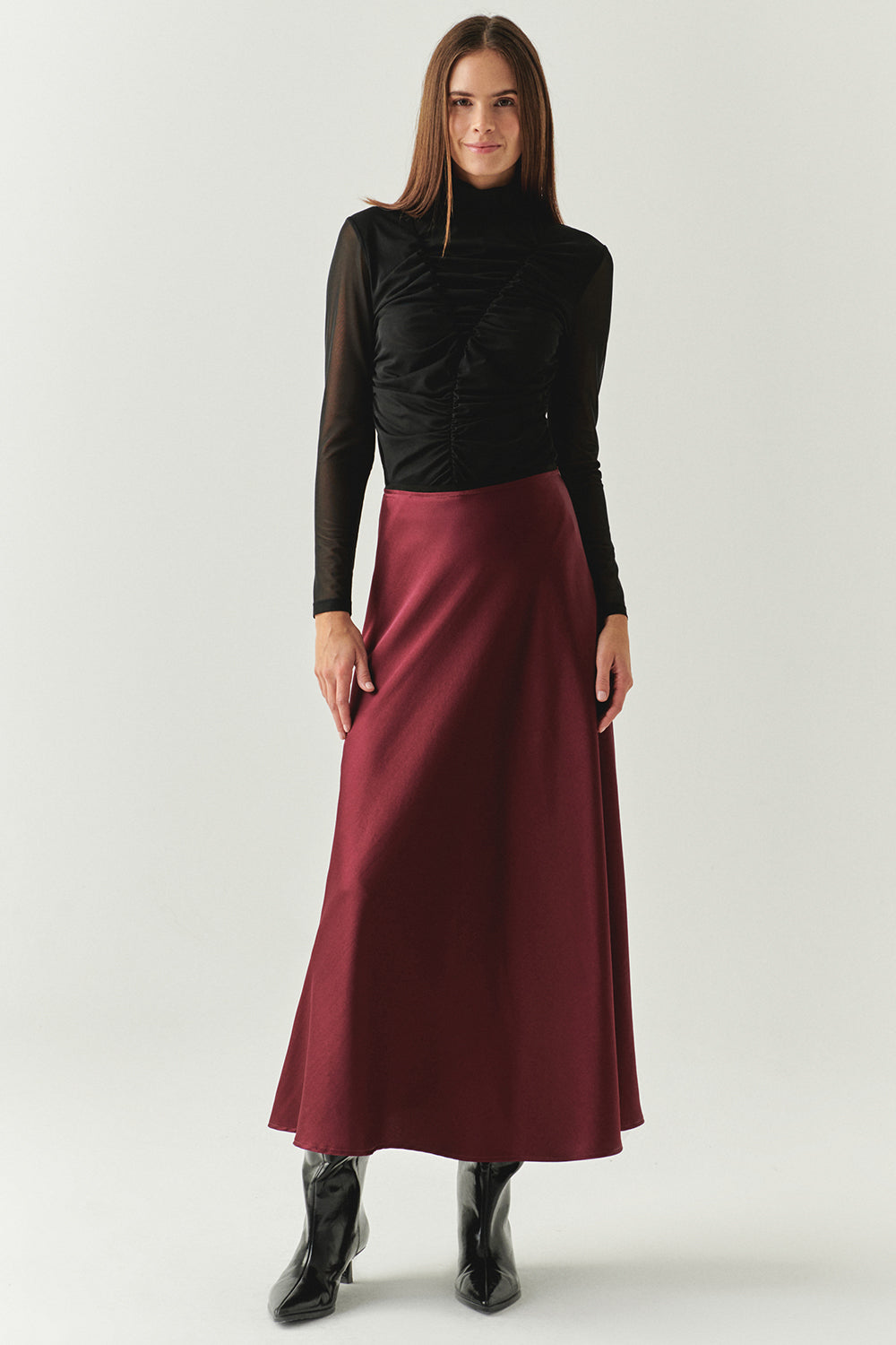 Justice Black A-Line Midi Skirt