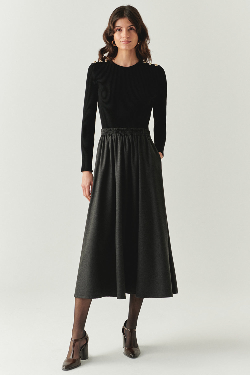 Lauryn Grey Midi Skirt