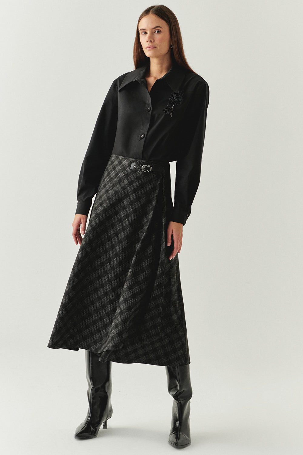 Scarlette Anthracite A-Line Skirt with Pockets