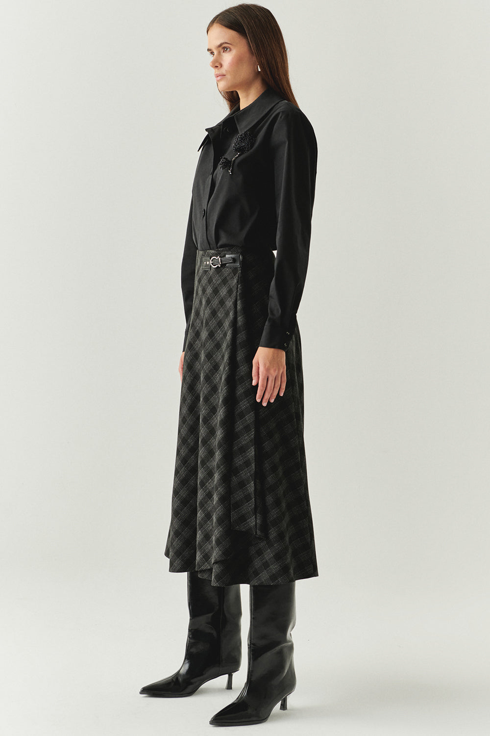 Scarlette Anthracite A-Line Skirt with Pockets