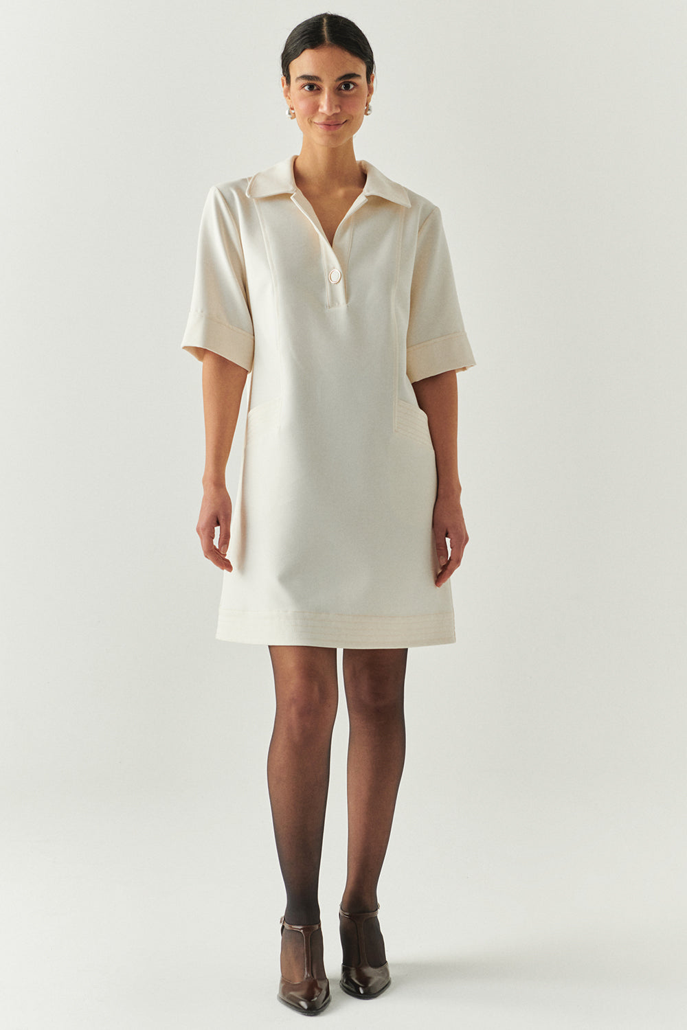 white christmas dresses Janelle Dress-Ecru 2 / Ecru