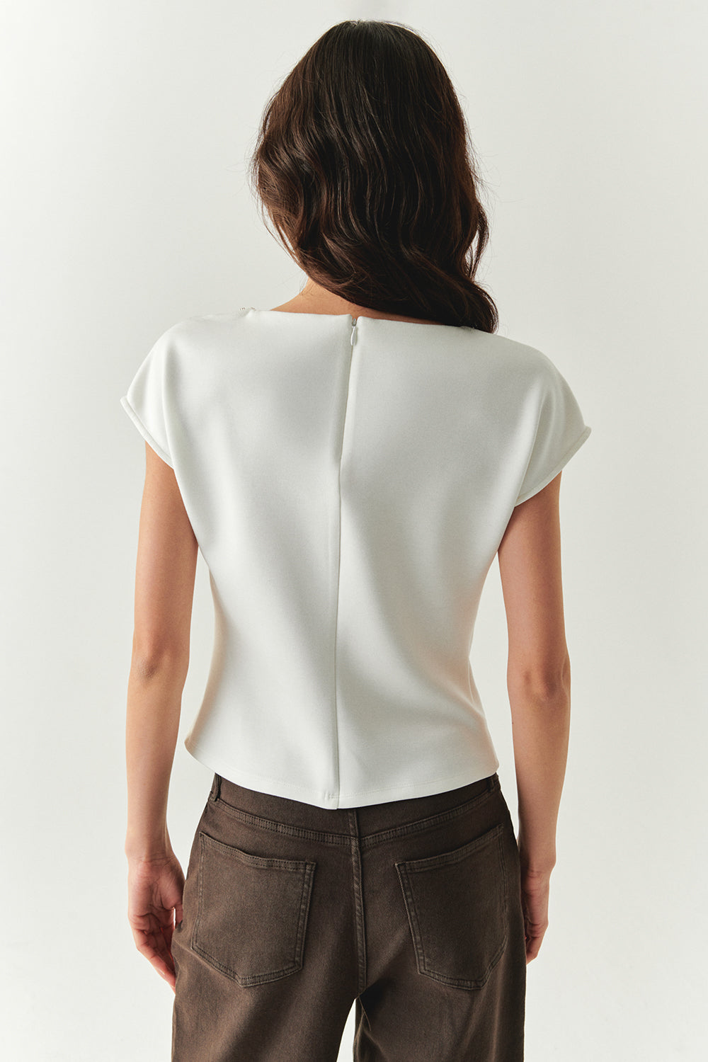 Scout Dropped Shoulder Boat Neck Knit Blouse