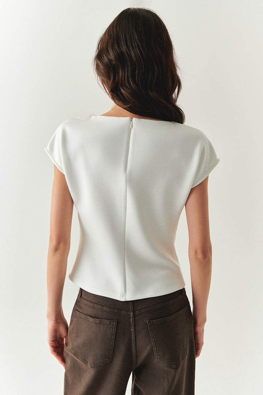 Scout Dropped Shoulder Boat Neck Knit Blouse