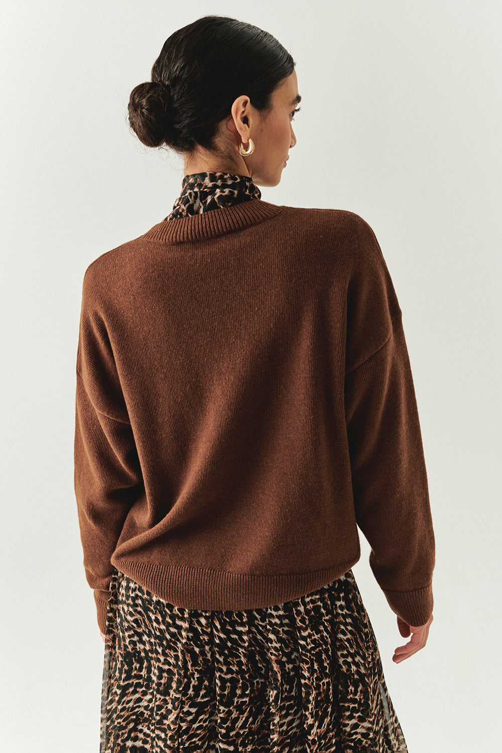 Emmeline Brown Wool Crew Neck Sweater