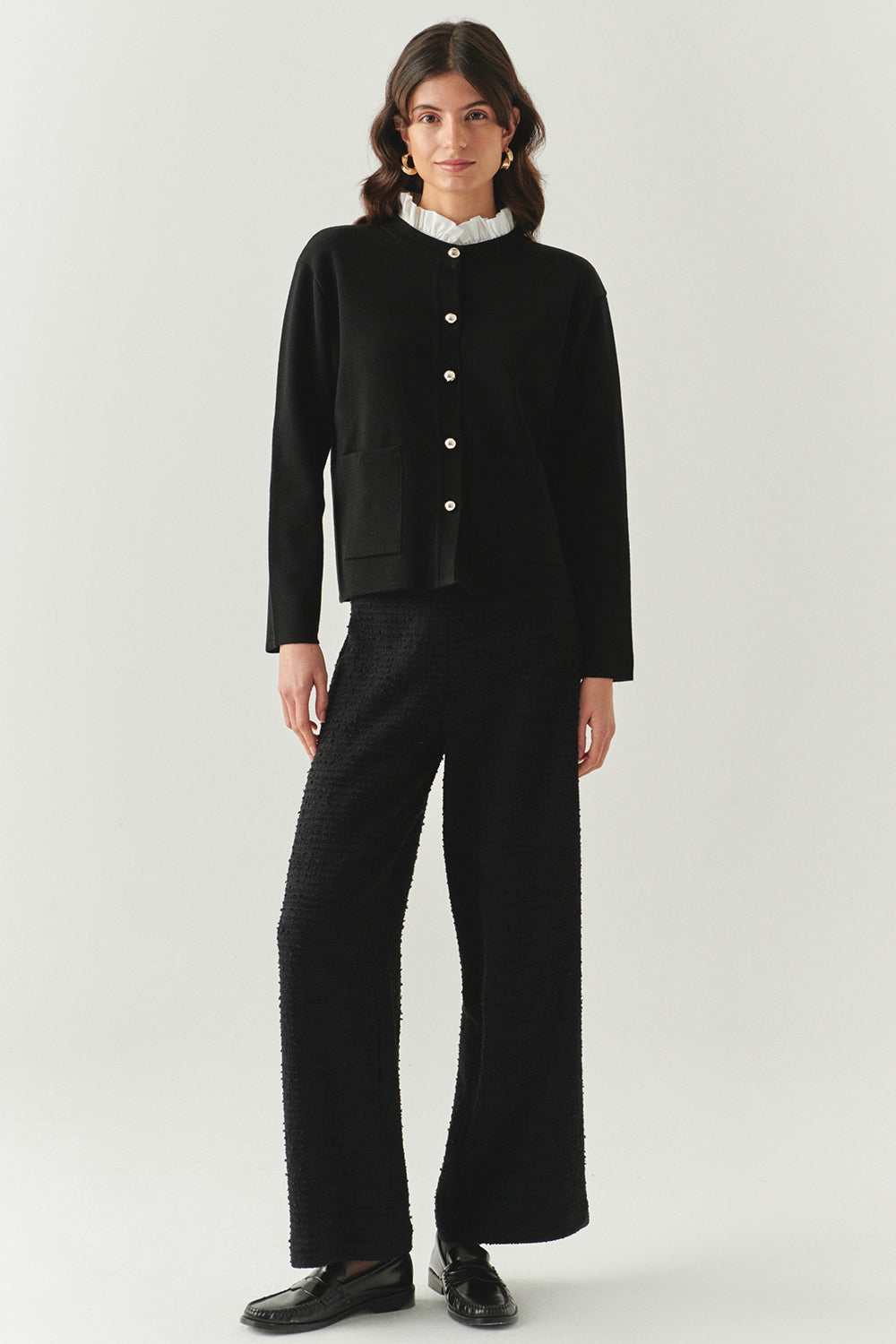 Kamilah Removable Collar Crew Neck Cardigan