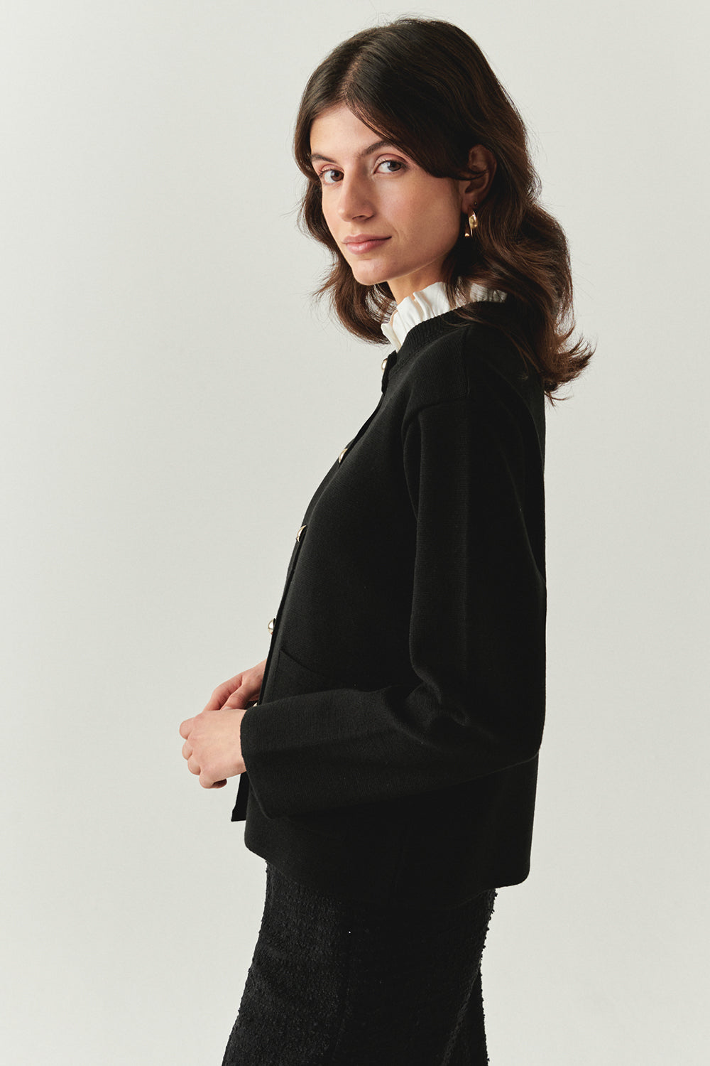 Kamilah Removable Collar Crew Neck Cardigan