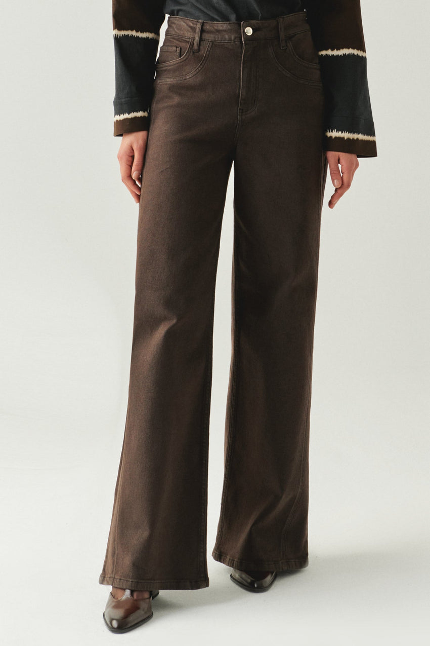 Daisy Brown Denim Jeans with Pockets