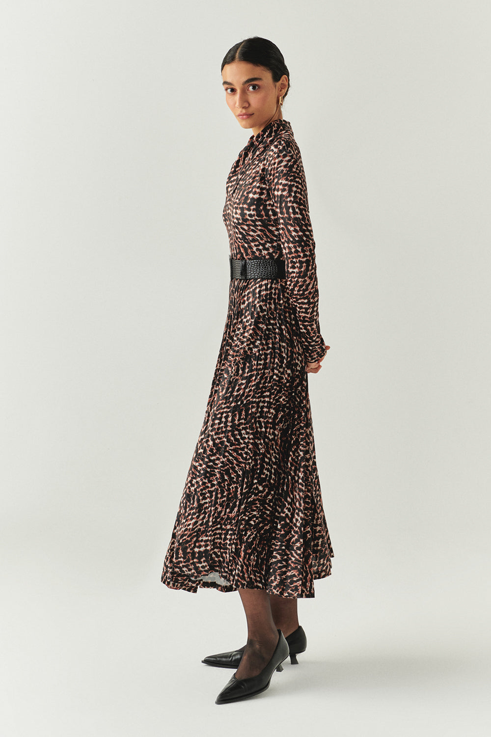 Aspyn Printed Long Sleeve High Neck Knit Dress