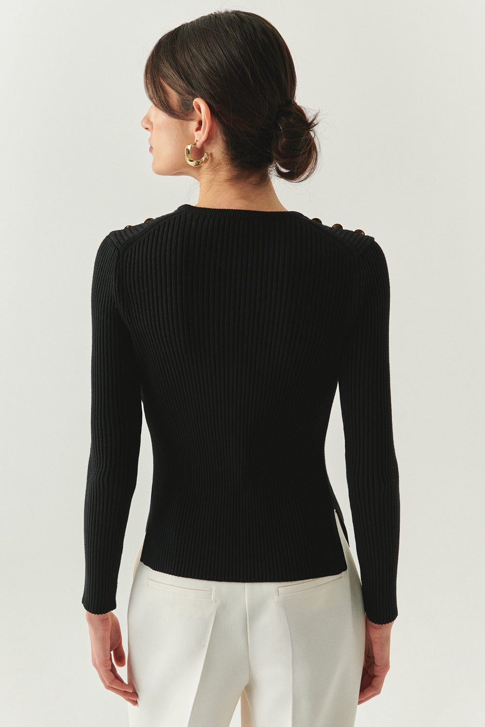 Delphine Black Crew Neck Long Sleeve Sweater