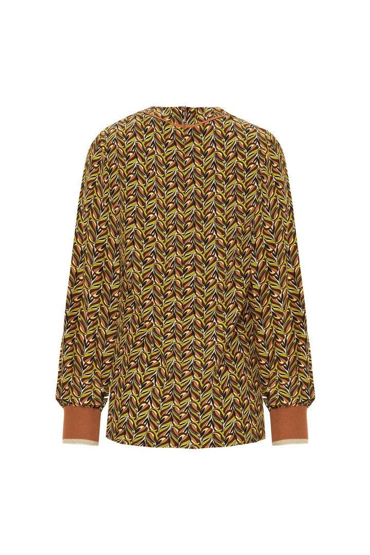 Round Neck Patterned Blouse – MULTI COLOR