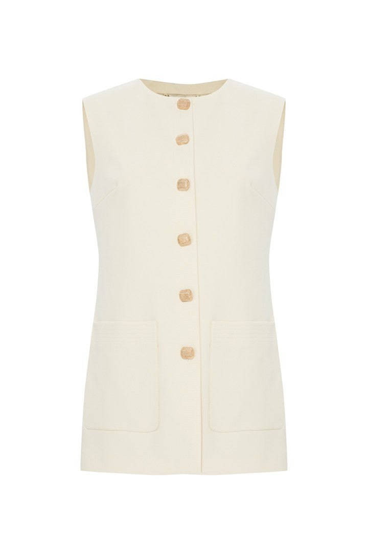 Anisa Buttoned Vest – ECRU
