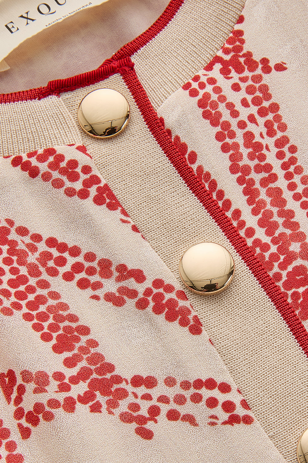 Palmer Button Detail Blouse - Red