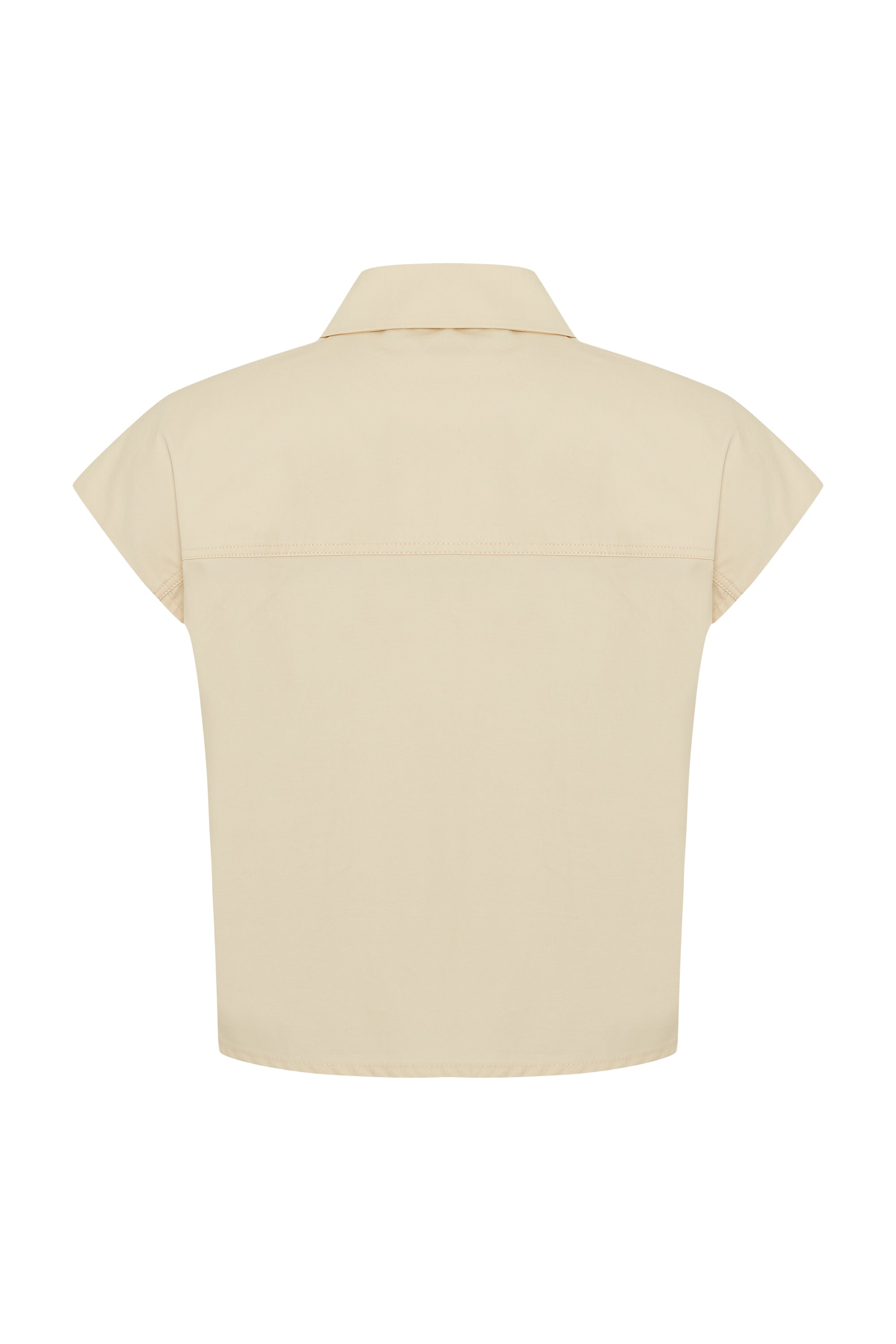 Regular Embroidered Cotton Crop Shirt - Yellow