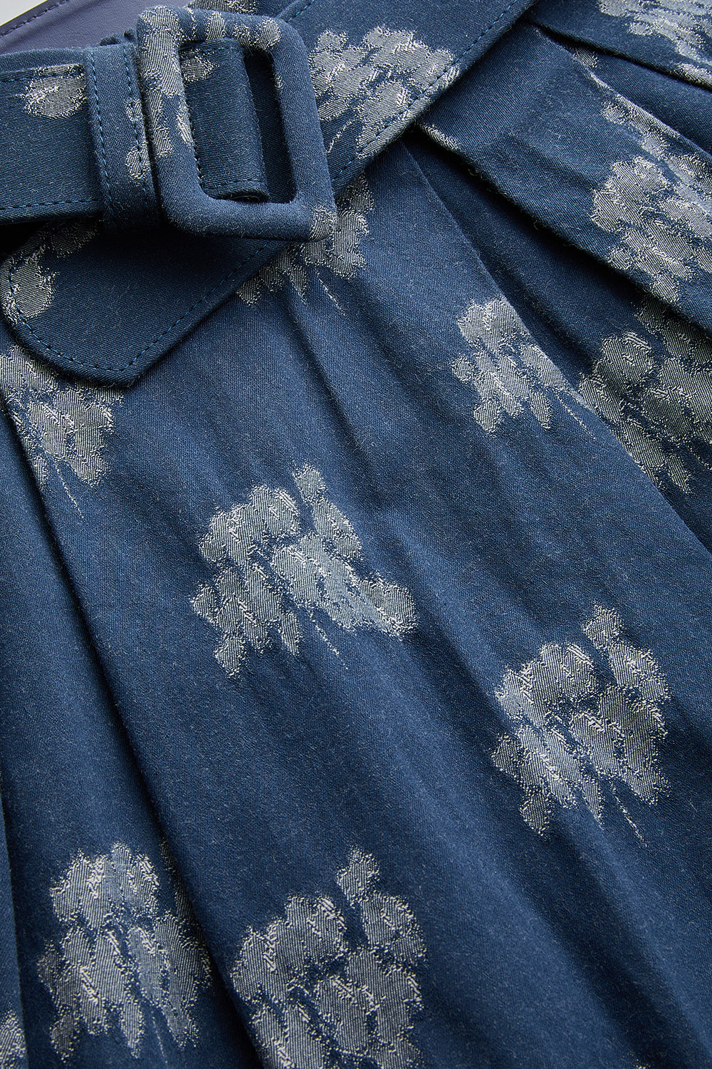 Regular Lace-Detail Cotton Skirt - Blue