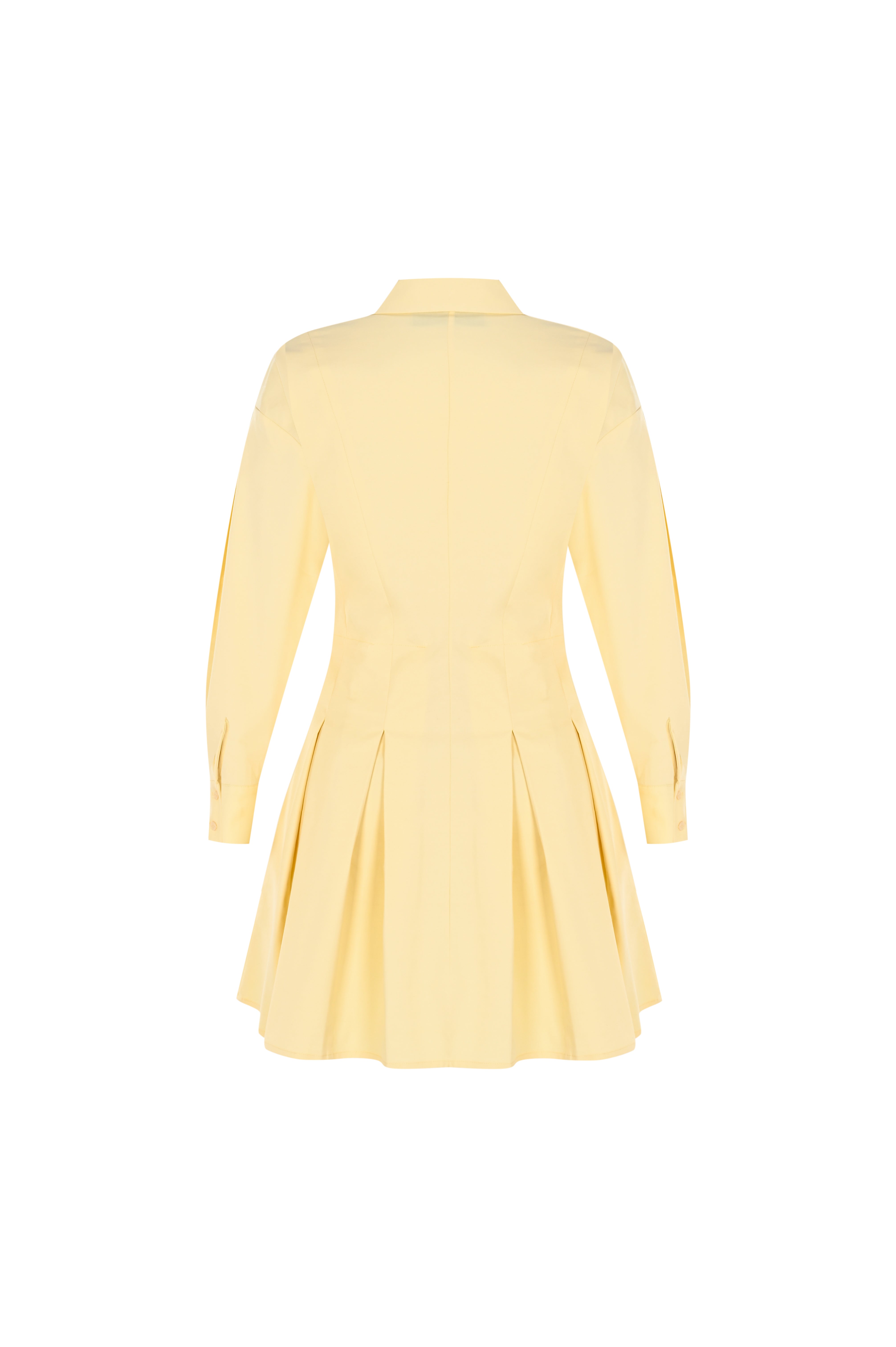 Finley Pleated Dropped Shoulder Mini Shirt Dress - YELLOW