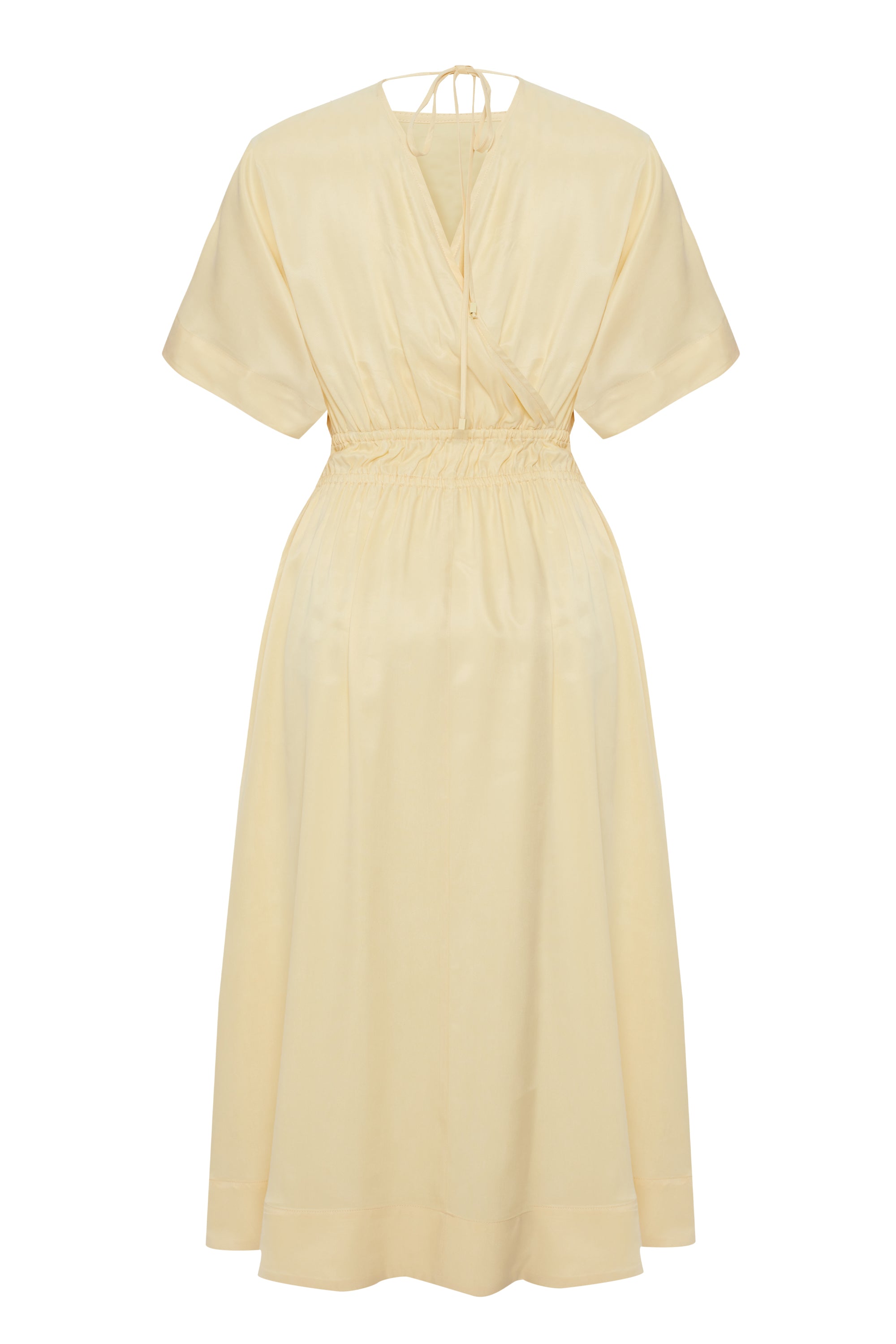 Juliana Drawstring Waist Lyocell Midi Dress - YELLOW