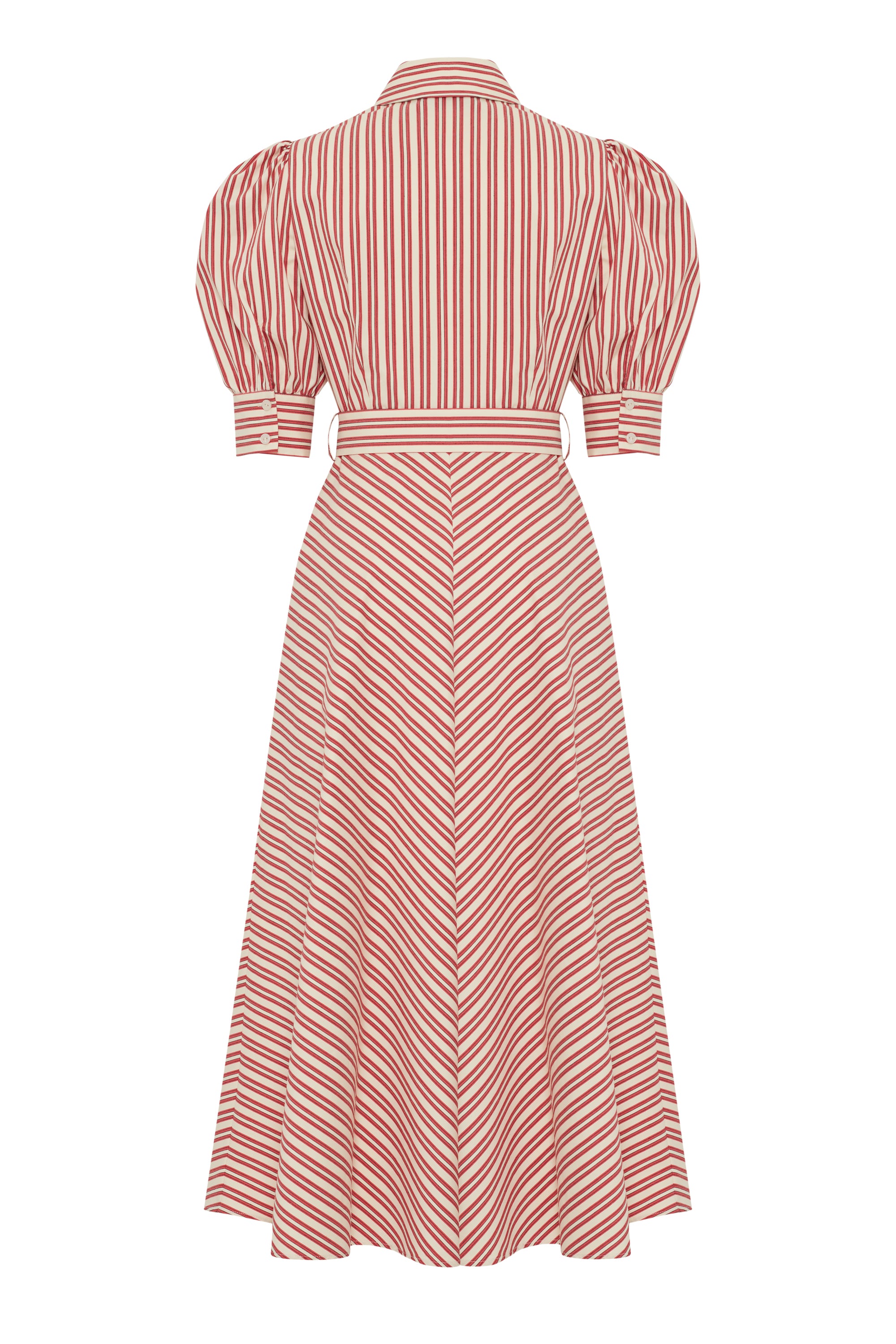 Regular Fit Shirt Collar Midi Dress - Red