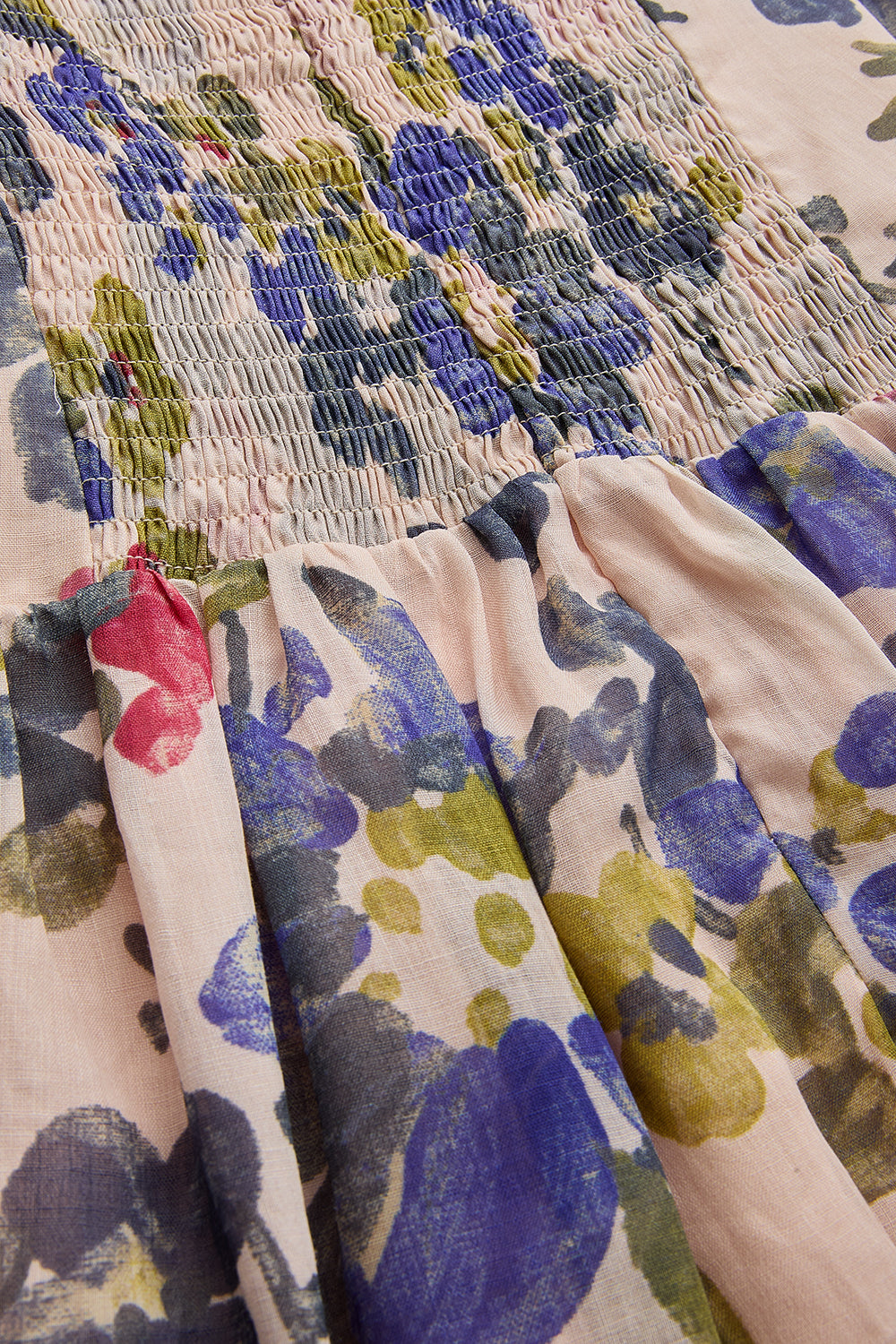 Regular Strapless Floral Midi Dress with Belt - Multi Color