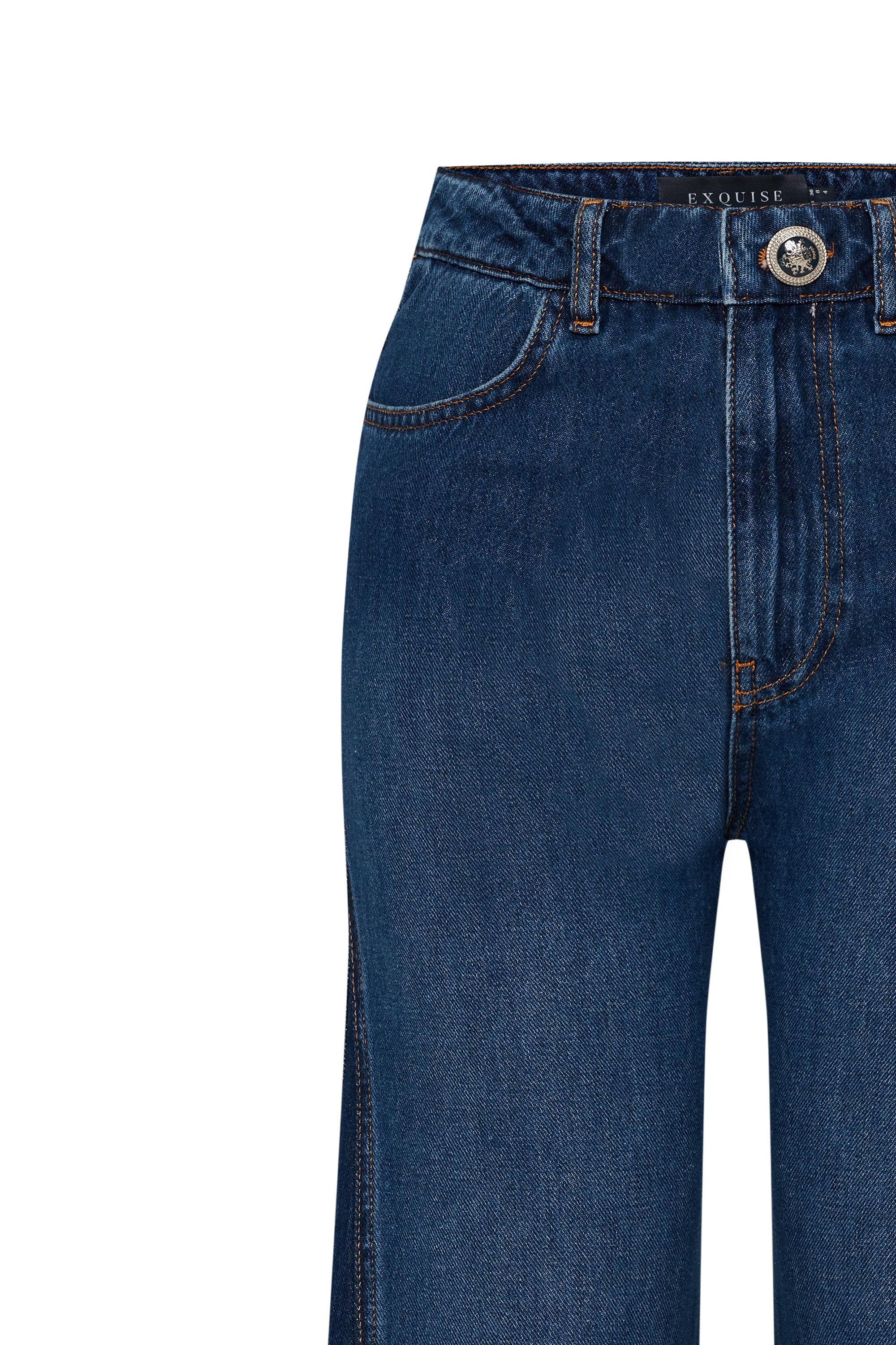 Regular Raw Hem Wide-Leg Denim - Blue