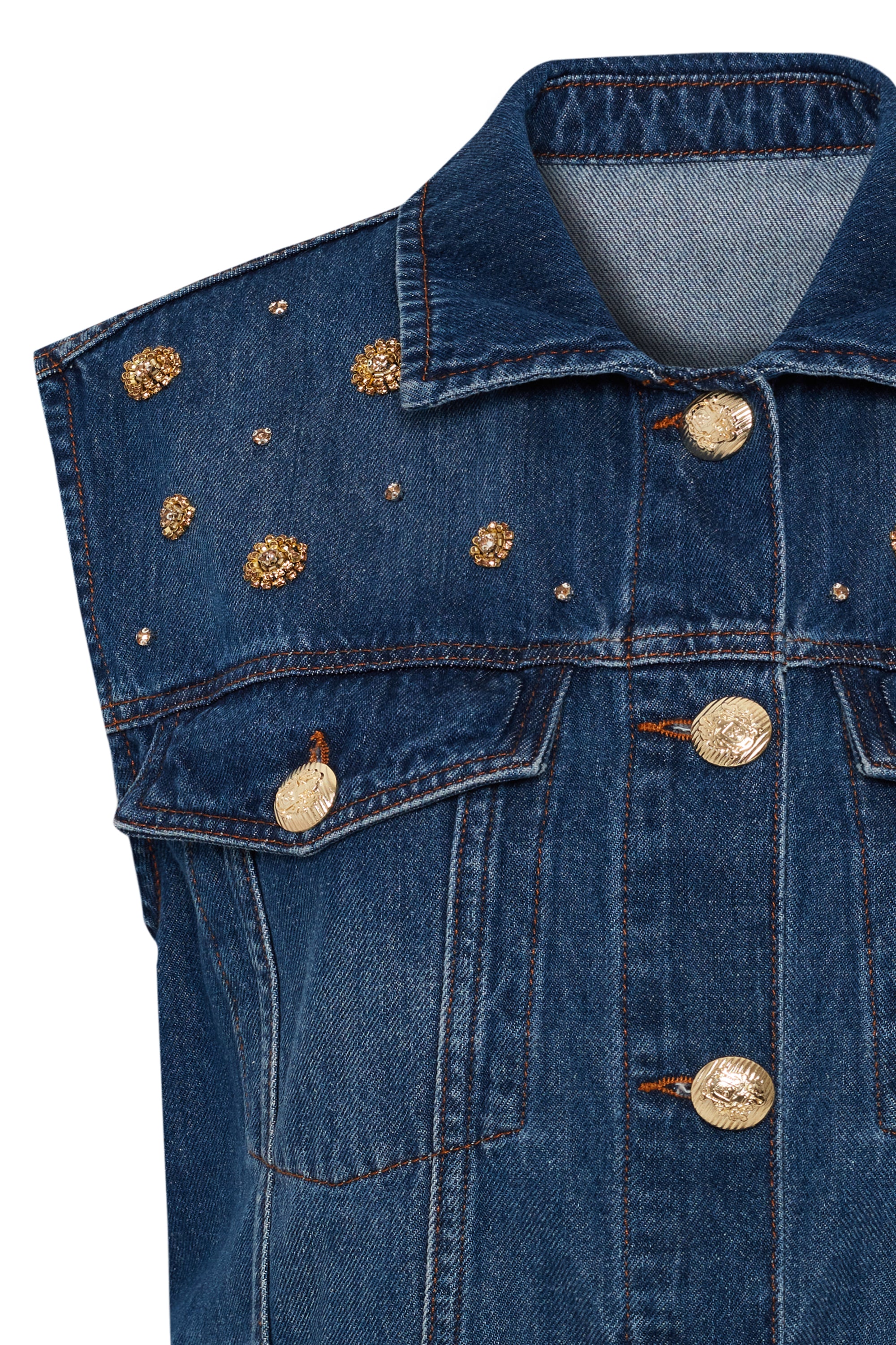 Serena Denim Vest - BLUE