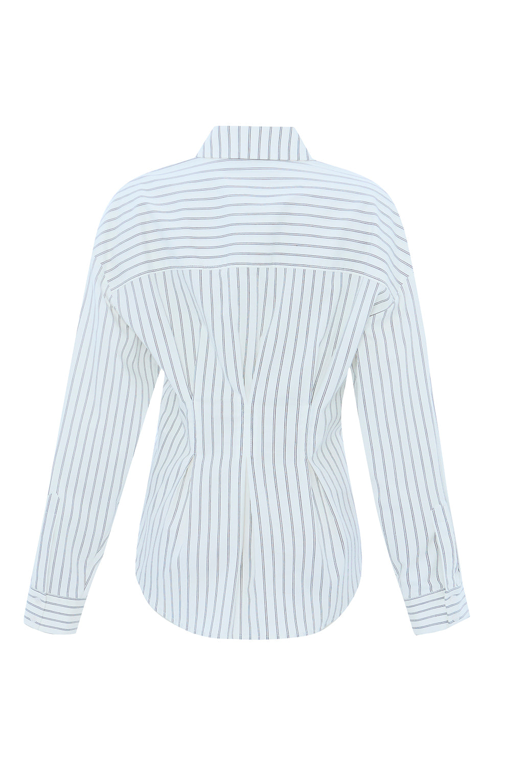 Striped Long Sleeve Slim Fit White Shirt White Black