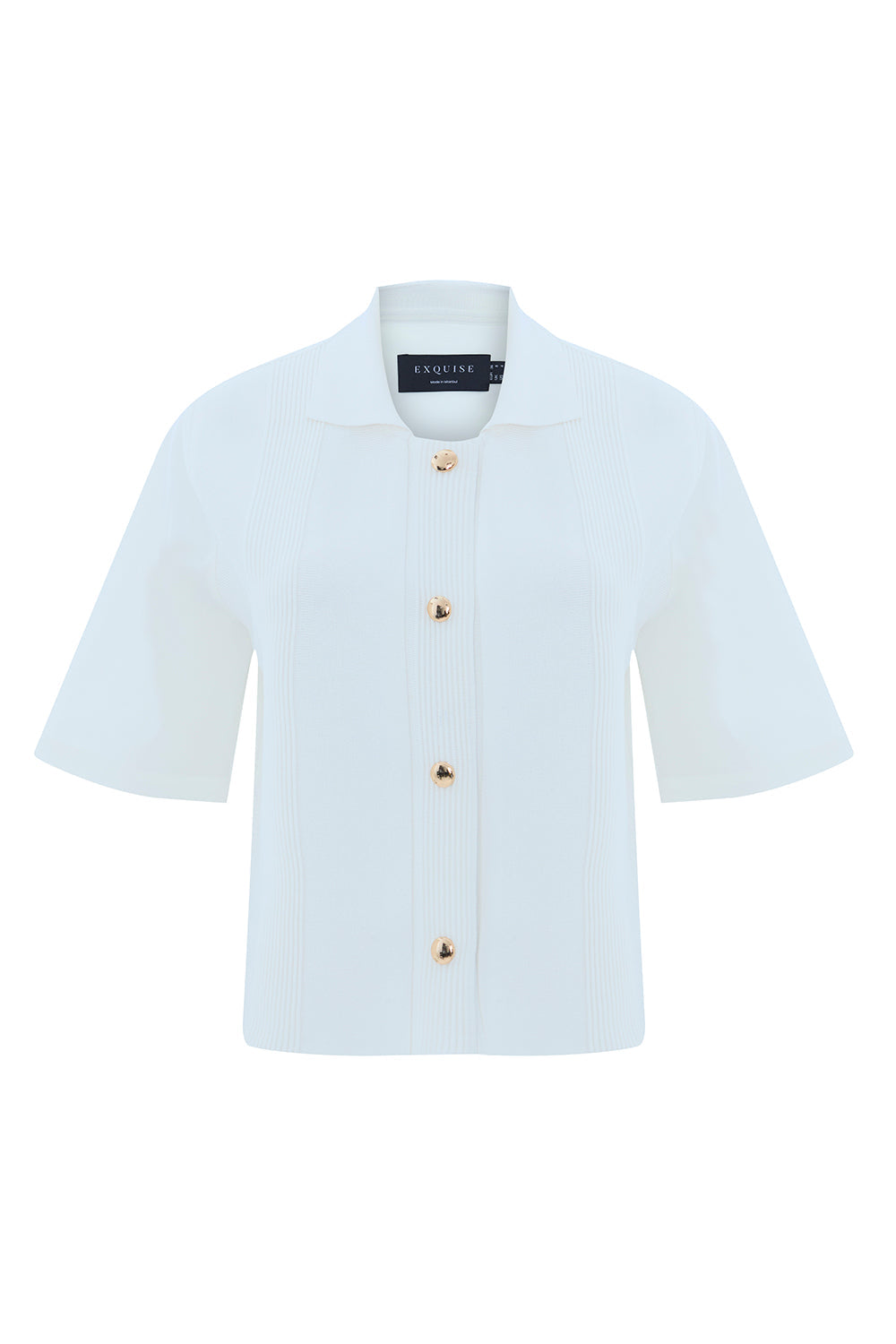 Short Sleeve Knit Trim Poplin Regular Shirt Bone