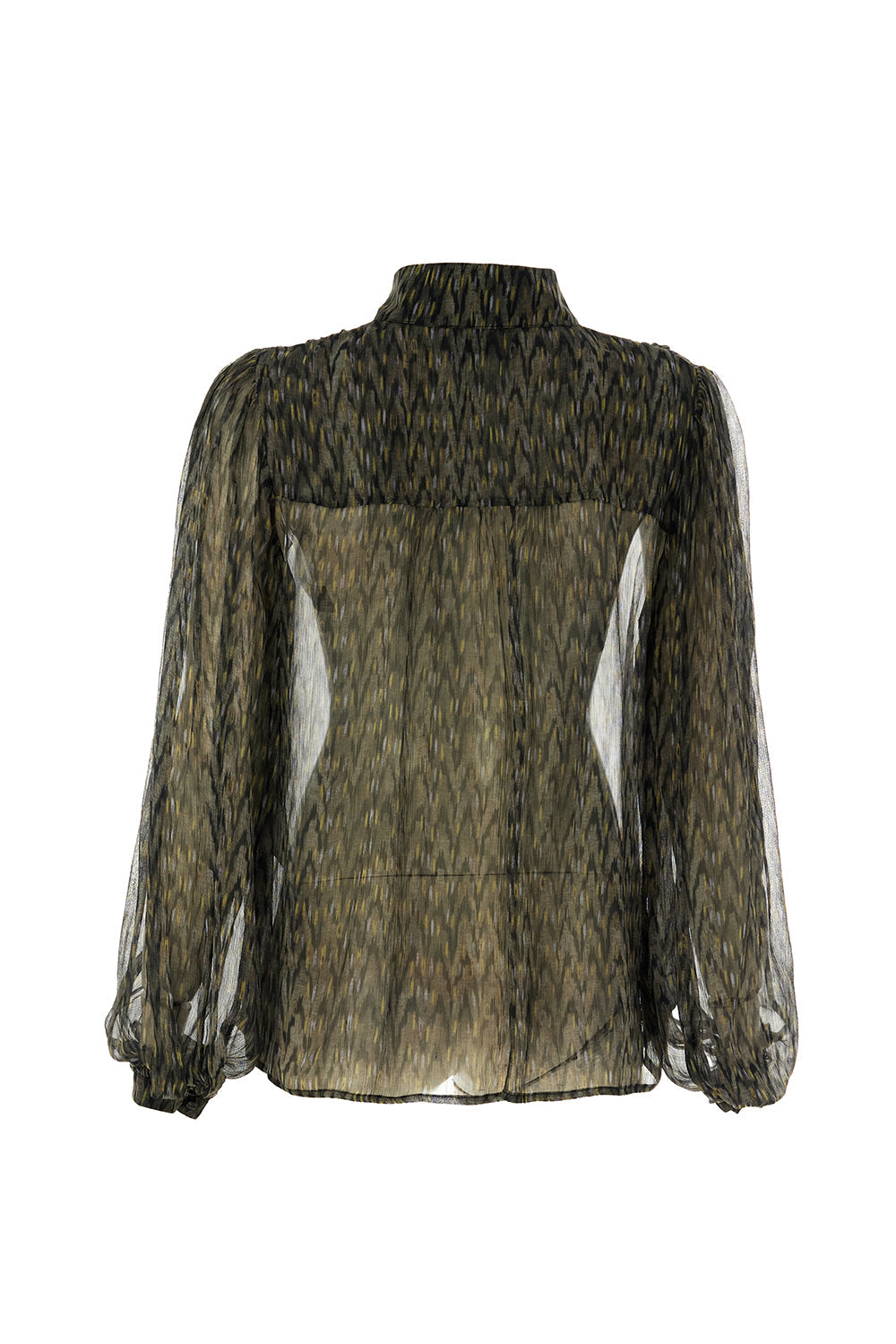 Kamiyah Multi-Color Mandarin-Collar Long-Sleeve Blouse