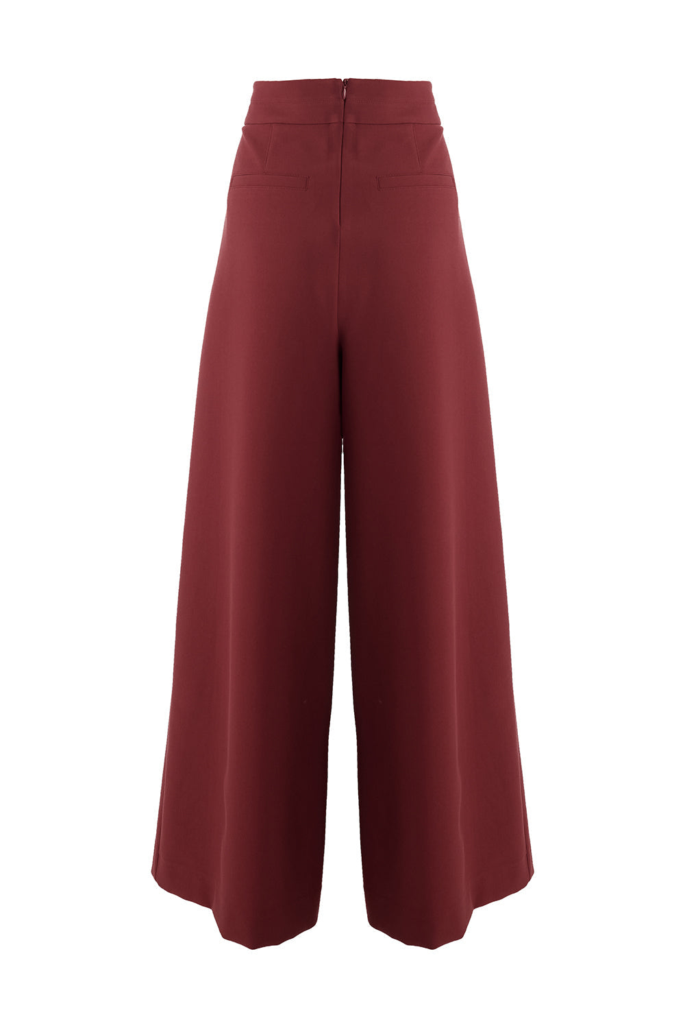 Irene Brown Wide-Leg Back-Pocketed Pants