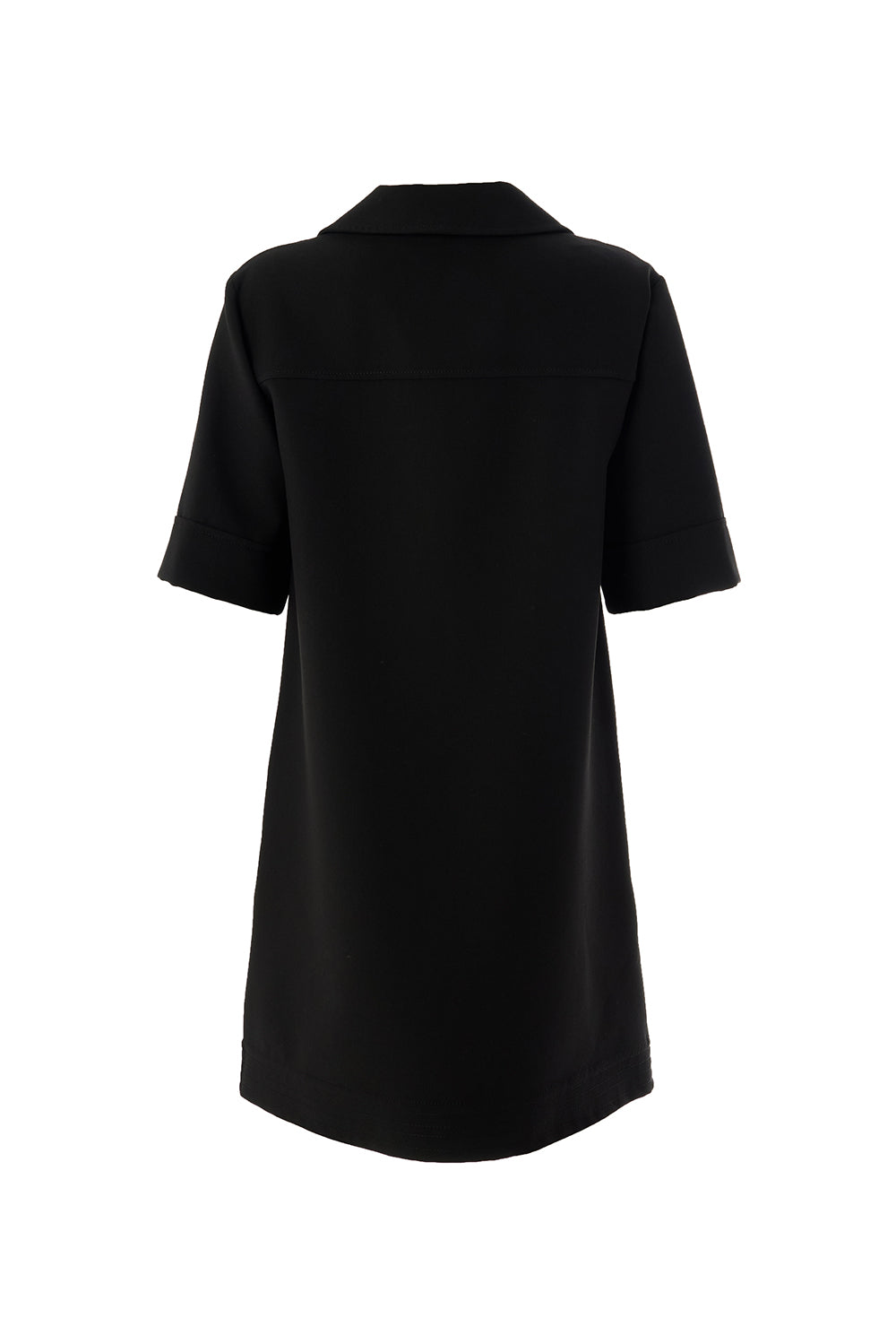 Regular Short Sleeve Shirt Dress - Black