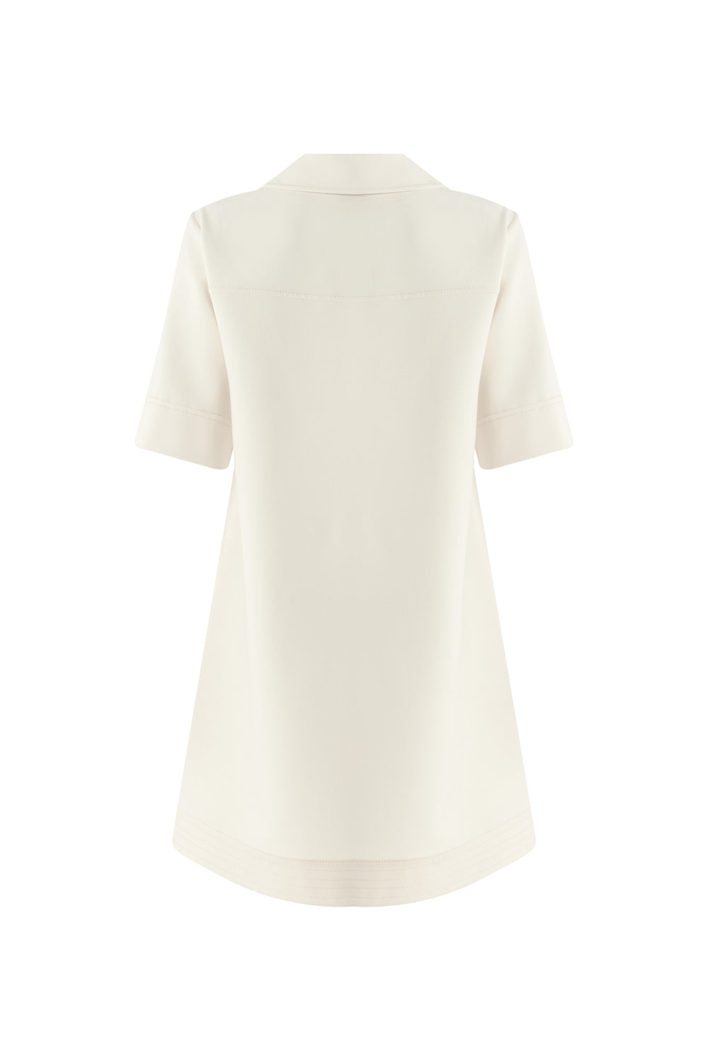 Regular Short Sleeve Shirt Dress - Ecru