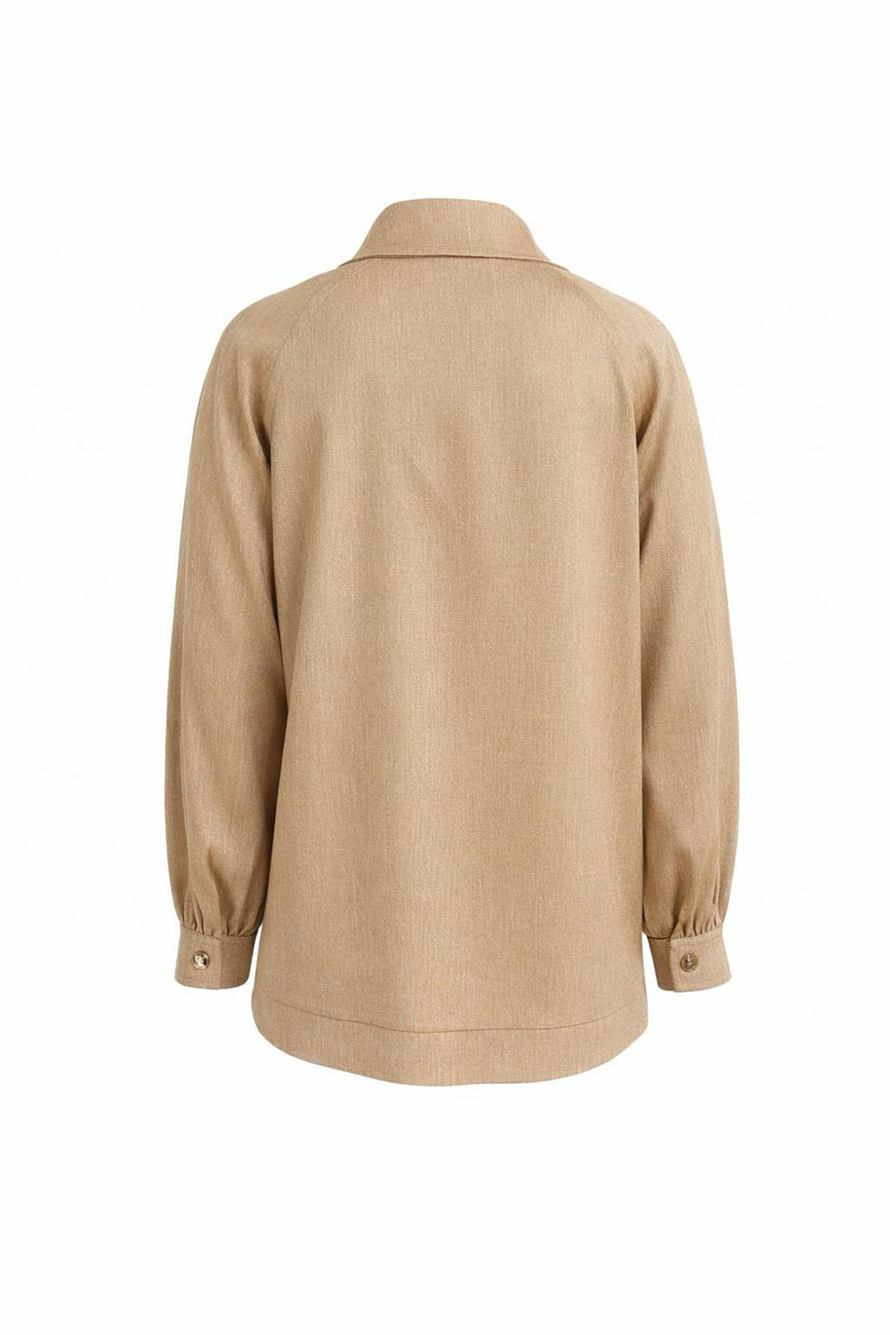 Shirt Collar Long Sleeve Jacket - CAMEL